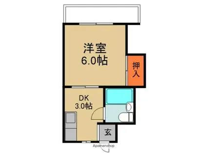 中川マンション(1DK/1階)の間取り写真