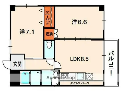 幸生マンション(2LDK/1階)の間取り写真