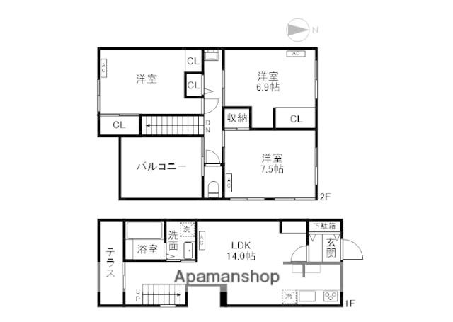 DMハイツ松丘(3LDK/1階)の間取り写真