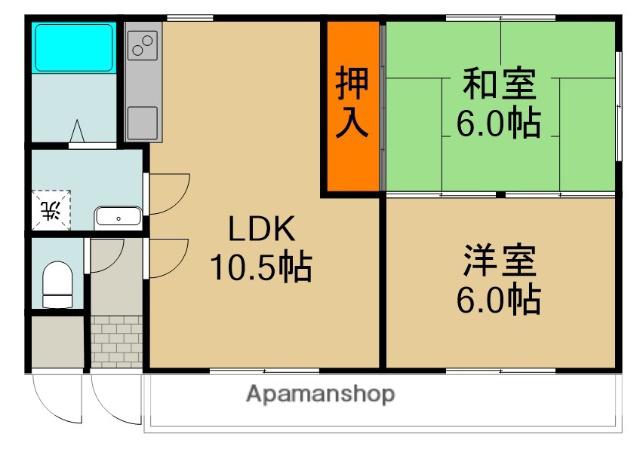 アビタ8番館(2LDK/2階)の間取り写真