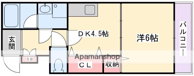 ユーベル1(1DK/1階)の間取り写真