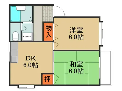 ラ・ヴィ・ヤクモ(2DK/2階)の間取り写真