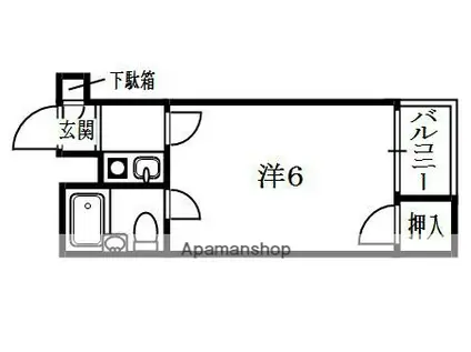 コンフォート牧野(1K/1階)の間取り写真