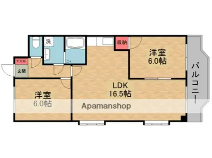 グランデール中宮(2LDK/5階)の間取り写真