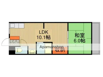 コーポ赤松(1LDK/3階)の間取り写真