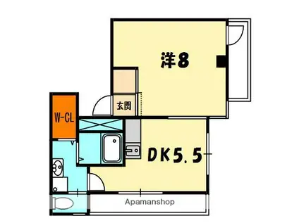 古川橋グランデ(1DK/2階)の間取り写真