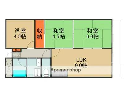 三福ビル(3LDK/4階)の間取り写真