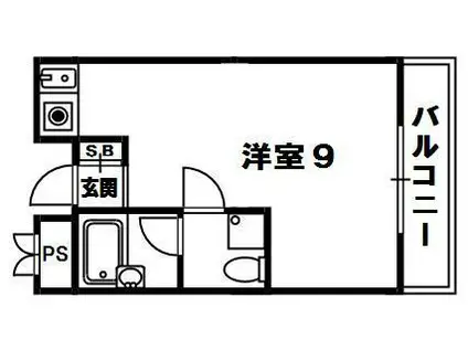ヴィラ岡山手(ワンルーム/4階)の間取り写真