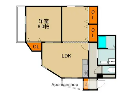 サンアベニュー井門Ⅱ(1LDK/4階)の間取り写真