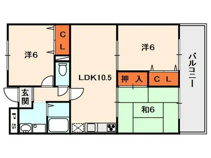 パークサイドスクエア(3LDK/4階)の間取り写真