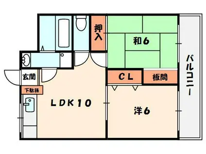 ハーモニーライフ春日(2LDK/4階)の間取り写真