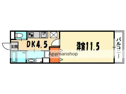 フェリーチェ古川橋(1DK/6階)の間取り写真