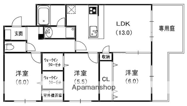 メゾン ド 華の杜(3LDK/1階)の間取り写真