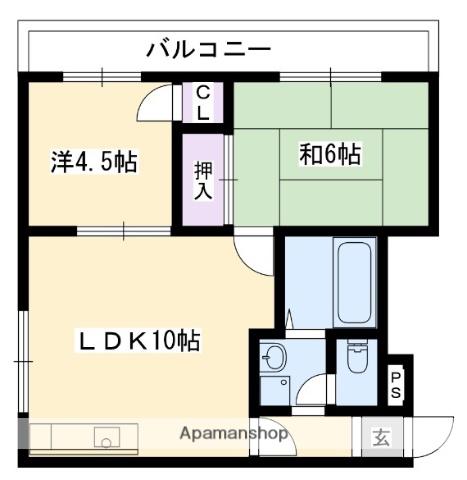 レスターテⅡ(2DK/4階)の間取り写真