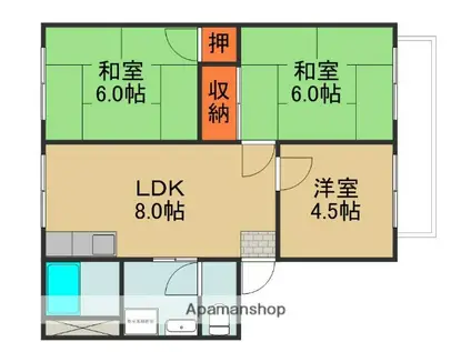 サンノースサンライフ(3LDK/2階)の間取り写真