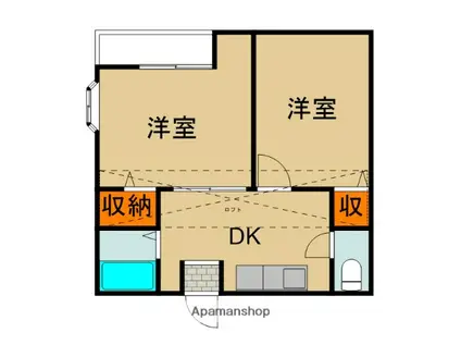 エクセル上島頭(2DK/1階)の間取り写真