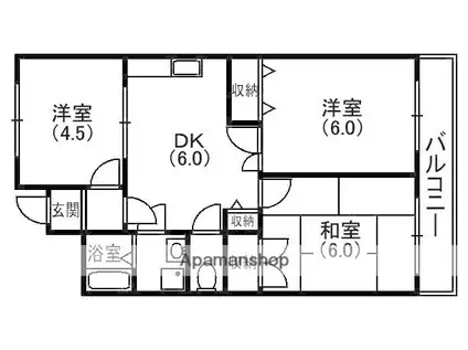 グランドヴィラ香里(3DK/9階)の間取り写真