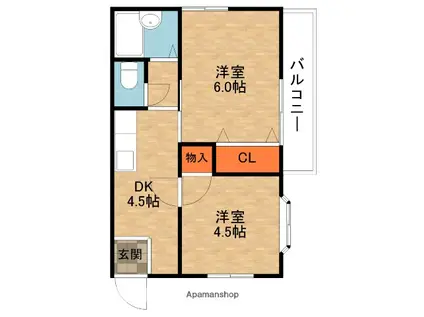 ウエストレジデンス(2K/3階)の間取り写真