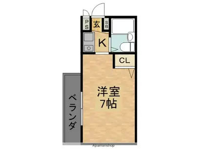 パレ・ジューヌ(1K/4階)の間取り写真