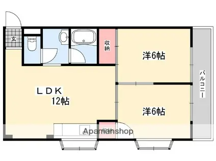 シャトーレジデント寝屋(2LDK/2階)の間取り写真