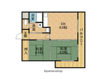 サンライズ成田(2DK/1階)の間取り写真