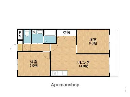 レオハイム津田Ⅱ(2LDK/2階)の間取り写真