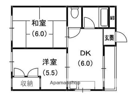ウエストヒルズ門真南(2DK/2階)の間取り写真