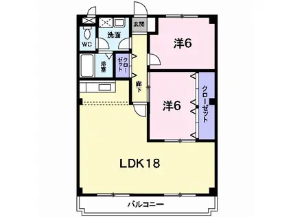 バンブーパレス(2LDK/3階)の間取り写真