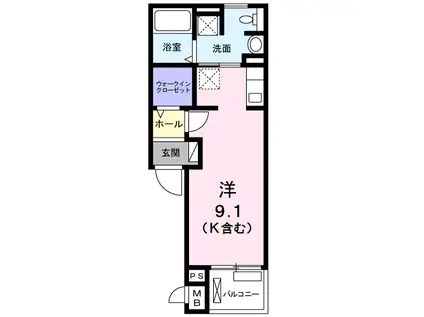 スペリオール門真南(ワンルーム/3階)の間取り写真