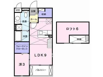ソレイユ(1LDK/2階)の間取り写真