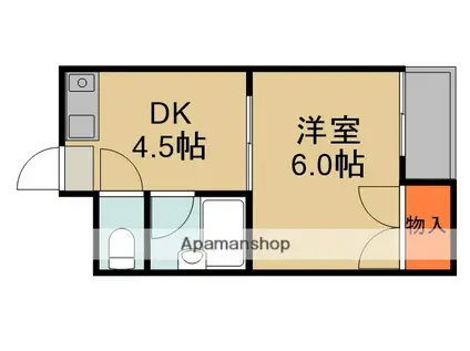 エステートTSUKUI(1DK/3階)の間取り写真