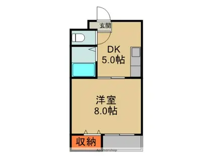 マンションサンベル(1DK/3階)の間取り写真