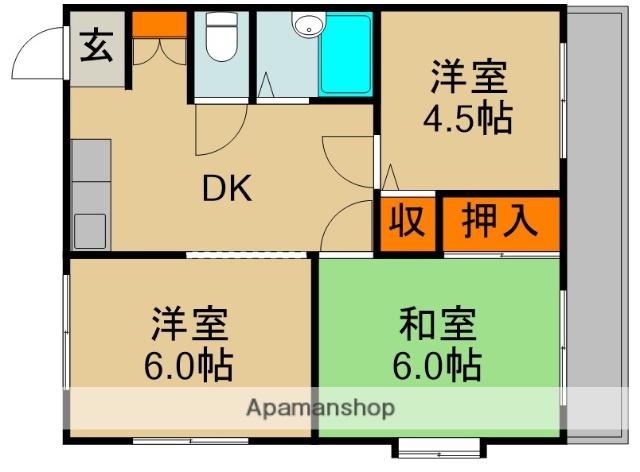 北野ハイツ(3DK/2階)の間取り写真