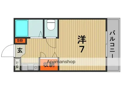 メゾンドゥタナカ(1K/2階)の間取り写真