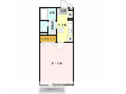 シャンティー1号館(1K/1階)の間取り写真