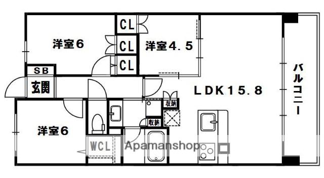 レ・ジェイド樟葉(3LDK/15階)の間取り写真