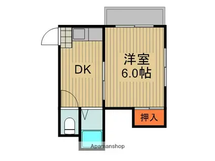 サンシャイン藤田(1K/1階)の間取り写真