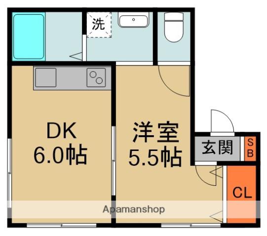 船本ビル(1DK/3階)の間取り写真