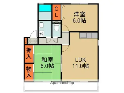 ハイツコヘイA棟(2LDK/2階)の間取り写真