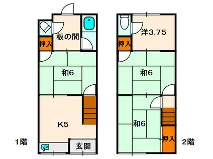 京阪電気鉄道京阪線 古川橋駅 徒歩10分 2階建 築56年(3DK)の間取り写真
