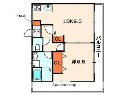 MAYUMIハイツ10番館指月(1LDK/2階)の間取り写真