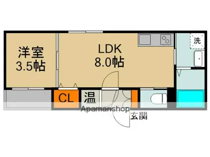 GRANDIR西三荘(1LDK/3階)の間取り写真