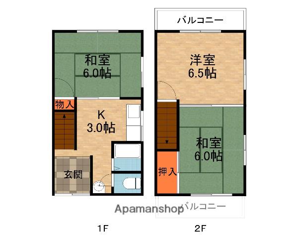 片町線 四条畷駅 徒歩19分 2階建 築30年(3K)の間取り写真