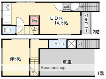 片町線 長尾駅(大阪) 徒歩19分 2階建 築44年(1LDK)の間取り写真