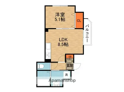 スリール明和Ⅰ(2LDK/3階)の間取り写真