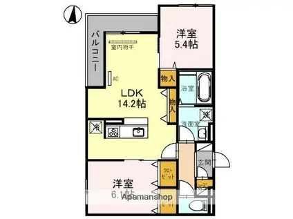ロイヤルクレヴィア(2LDK/1階)の間取り写真