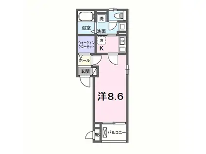 プログレNΩ(1K/2階)の間取り写真