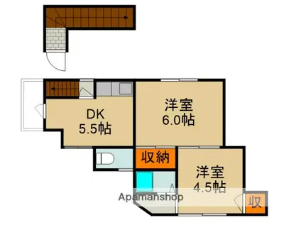 桑才町アパート(2K/2階)の間取り写真