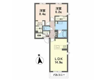 シャーメゾン ウィステリア(2LDK/2階)の間取り写真
