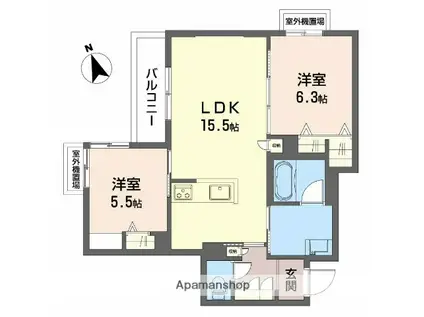 シャーメゾン シンフォニア(2LDK/2階)の間取り写真